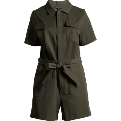 Universal Standard Tie Belt Stretch Twill Romper In Nori