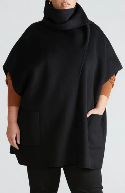 Universal Standard Tilda Wool Blend Double Face Cape In Black