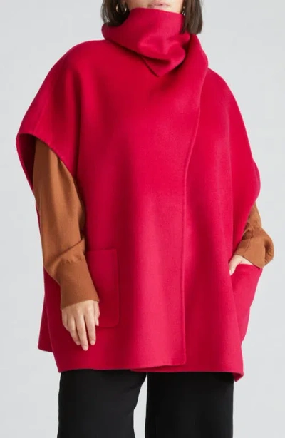 Universal Standard Tilda Wool Blend Double Face Cape In Cerise
