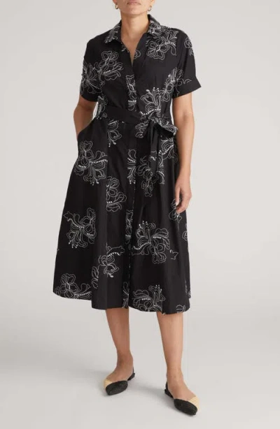 Universal Standard Tina Stretch Poplin Midi Shirtdress In Black