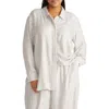 Universal Standard Toni Stripe Button-up Tunic In Beige/white Stripe