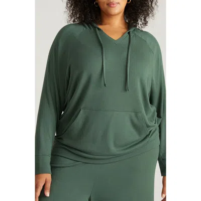 Universal Standard Travel Knit V-neck Hoodie In Green