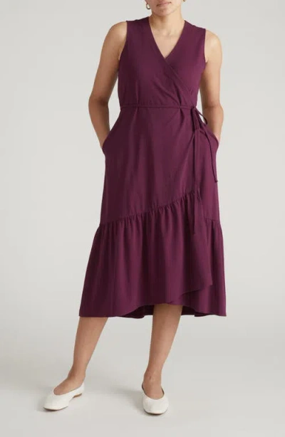 Universal Standard Twirl Tiered Wrap Dress In Burgundy