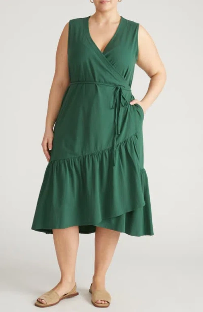 Universal Standard Twirl Tiered Wrap Dress In Green