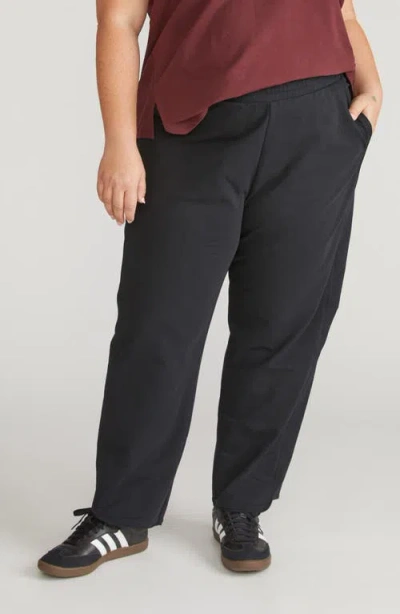 Universal Standard Varsity Pull-on Wide Leg Terry Pants In Black