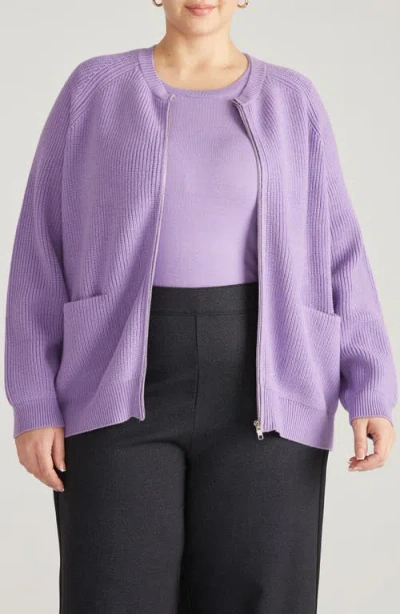 Universal Standard Vicki Zip-up Cardigan In Purple
