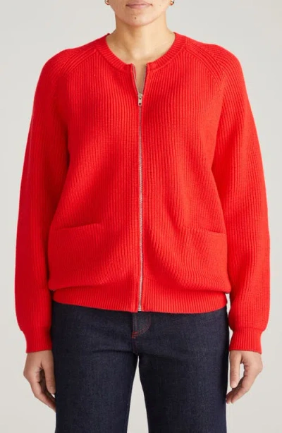 Universal Standard Vicki Zip-up Cardigan In Red