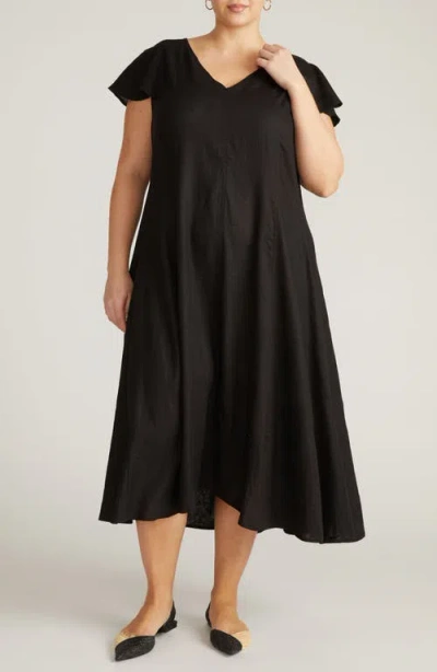 Universal Standard Victoria Linen Blend Dress In Black