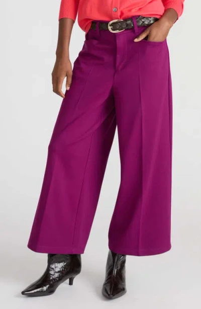 Universal Standard Wide Leg Ponte Crop Pants In Plum Caspia