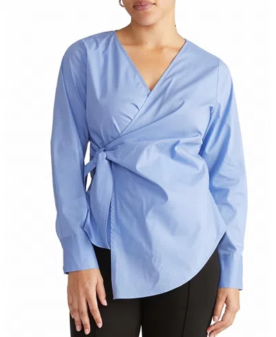 Universal Standard Women's Plus Beacon Stretch Poplin Wrap Shirt In Blue