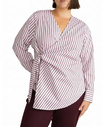 Universal Standard Women's Plus Beacon Stretch Poplin Wrap Shirt In Multi
