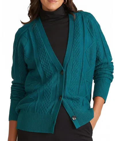 Universal Standard Women's Plus Cable Knit Cardigan In Green