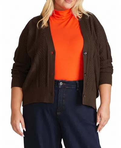 Universal Standard Women's Plus Cable Knit Cardigan In Brown