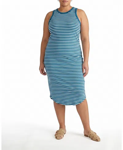 Universal Standard Women's Plus Cai High Neck Tank Dress In Blue