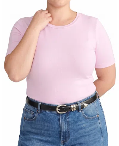 Universal Standard Women's Plus Cloud Rib Crew Neck Tee In Pink