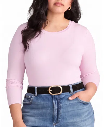 Universal Standard Women's Plus Cloud Rib Long Sleeve Tee In Pink