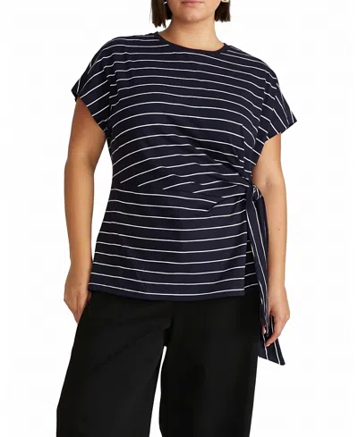 Universal Standard Women's Plus Crescent Breton Stripe Knot Tee In Blue