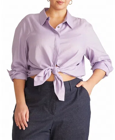 Universal Standard Women's Plus Elbe Stretch Linen Shirt In Purple