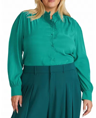 Universal Standard Women's Plus Endora Stretch Cupro Blouse In Green