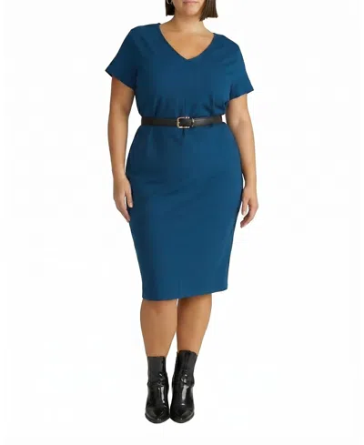 Universal Standard Women's Plus Executive V Neck Ponte Dress In Blue