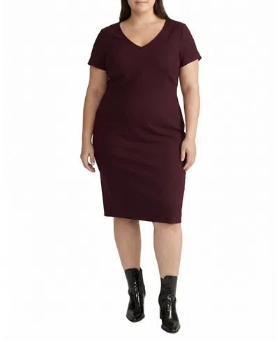 Universal Standard Women's Plus Executive V Neck Ponte Dress In Burgundy