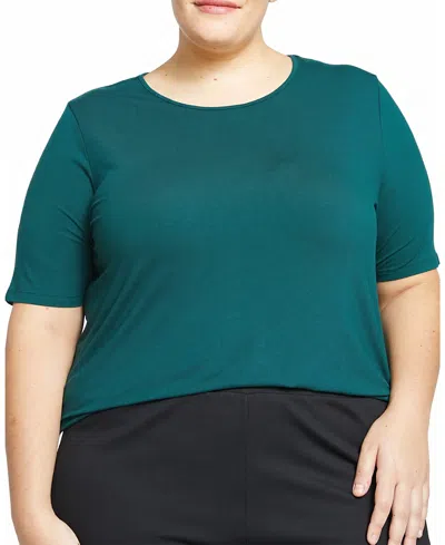 Universal Standard Women's Plus Lily Liquid Jersey Crew Neck Stovepipe Tee In Green