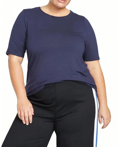 Universal Standard Women's Plus Lily Liquid Jersey Crew Neck Stovepipe Tee In Blue