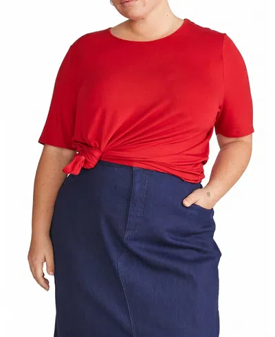 Universal Standard Women's Plus Lily Liquid Jersey Crew Neck Stovepipe Tee In Red