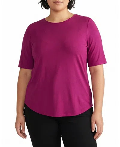 Universal Standard Women's Plus Lily Liquid Jersey Crew Neck Stovepipe Tee In Purple