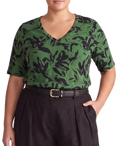 Universal Standard Women's Plus Lily Liquid Jersey V-neck Stovepipe Tee In Green