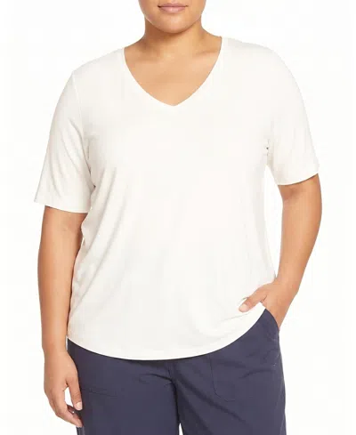 Universal Standard Women's Plus Lily Liquid Jersey V-neck Stovepipe Tee In White