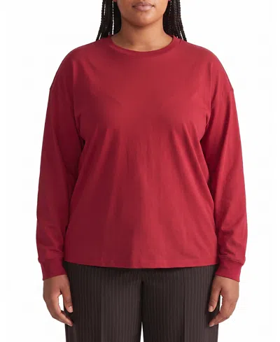 Universal Standard Women's Plus Long Sleeve Relaxed Tee In Red