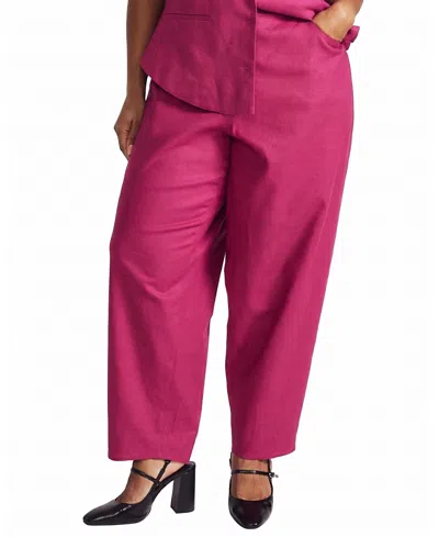 Universal Standard Women's Plus Lou Barrel Leg Linen Pants In Pink