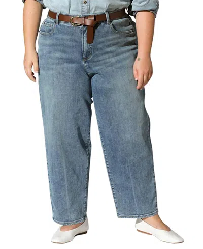 Universal Standard Women's Plus Lou High Rise Barrel Leg Jeans In Blue Wash