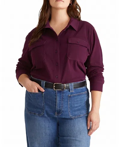 Universal Standard Women's Plus Maine Stretch Flannel Shirt In Burgundy