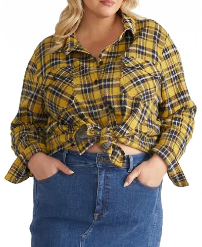 Universal Standard Women's Plus Maine Stretch Flannel Shirt In Yellow