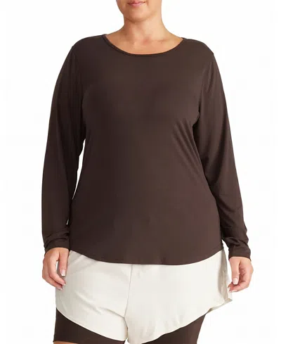 Universal Standard Women's Plus Mia Long Sleeve Movement Tee In Brown