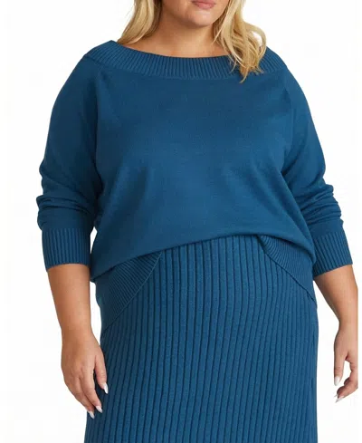 Universal Standard Women's Plus Noomi Cold Shoulder Sweater In Blue