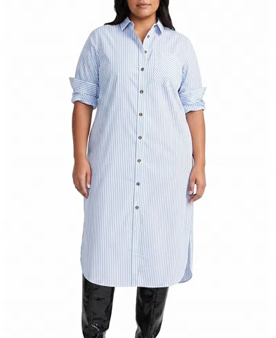 Universal Standard Women's Plus Odeon Stretch Poplin Shirtdress In Blue