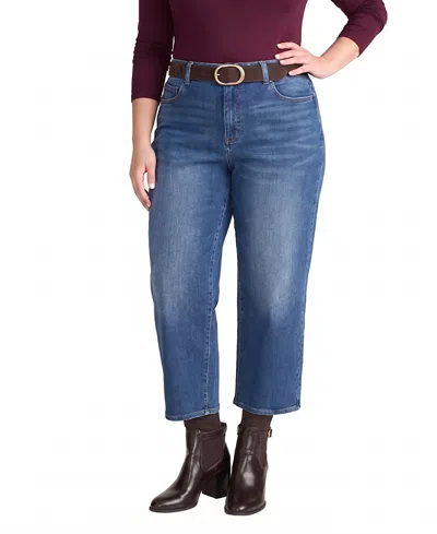 Universal Standard Women's Plus Refined Lou Barrel Jeans In Anzio Blue
