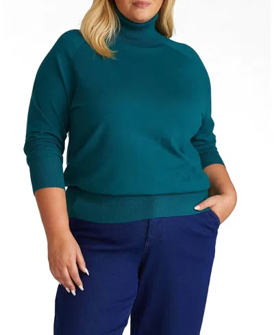 Universal Standard Women's Plus Renee Savvy Fine Knit Raglan Turtleneck In Blue