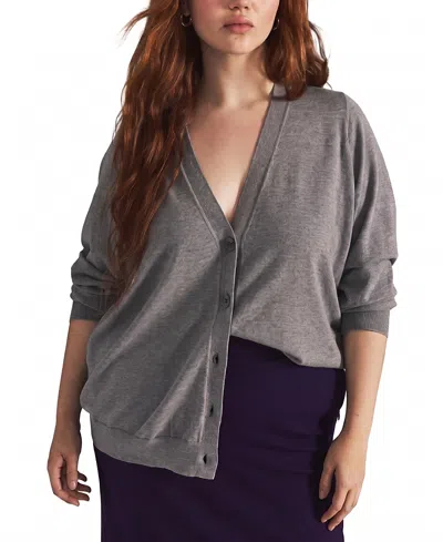 Universal Standard Women's Plus Savvy Fine Knit V-neck Cardigan In Barcarolle Gray