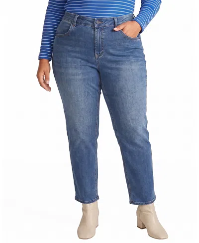 Universal Standard Women's Plus Size Seine High Rise Straight Leg Jean 29 Inch In Blue