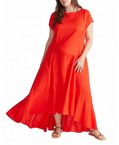Universal Standard Women's Plus Sunset Linen Flounce Dress In Red
