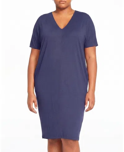 Universal Standard Women's Plus Teresa Liquid Jersey V-neck Dress In Blue