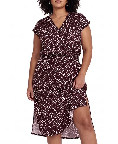Universal Standard Women's Plus Tish Divine Jersey Kaftan In Brown/white Dot Print
