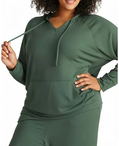 Universal Standard Women's Plus Travelknit V-neck Hoodie In Green