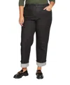 Universal Standard Womens Plus Bae Boyfriend Crop Jeans In Black Wash In Black