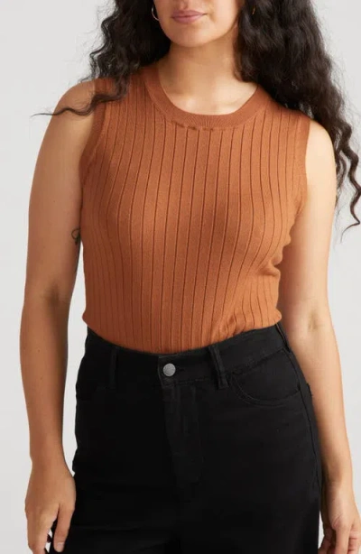 Universal Standard Workwear Rib Sweater Vest In Mocha Bisque