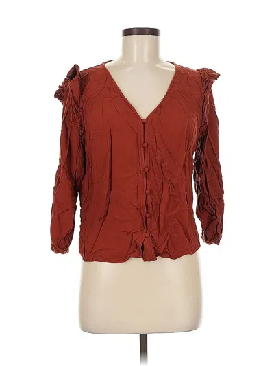 Pre-owned Universal Thread 3/4 Sleeve Blouse In Burgundy